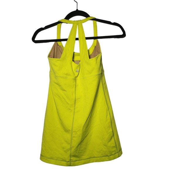 Lululemon Women's Yellow Striped Racerback Tank Top Size 6 Athletic Active Neon - Picture 2 of 9